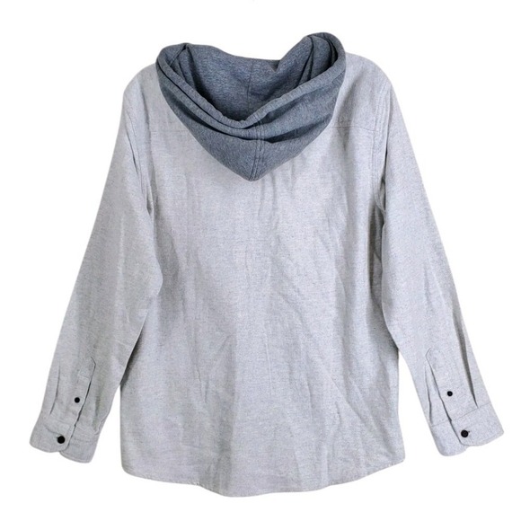 Quicksilver Hooded Flannel Shacket Shirt Jacket Mens M Beige Button Drawstring - Picture 12 of 12